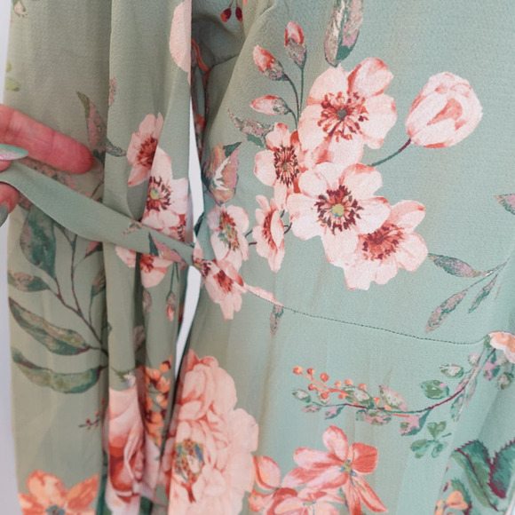 FLYING TOMATO maxi  sage floral wrap dress womans - Picture 13 of 13